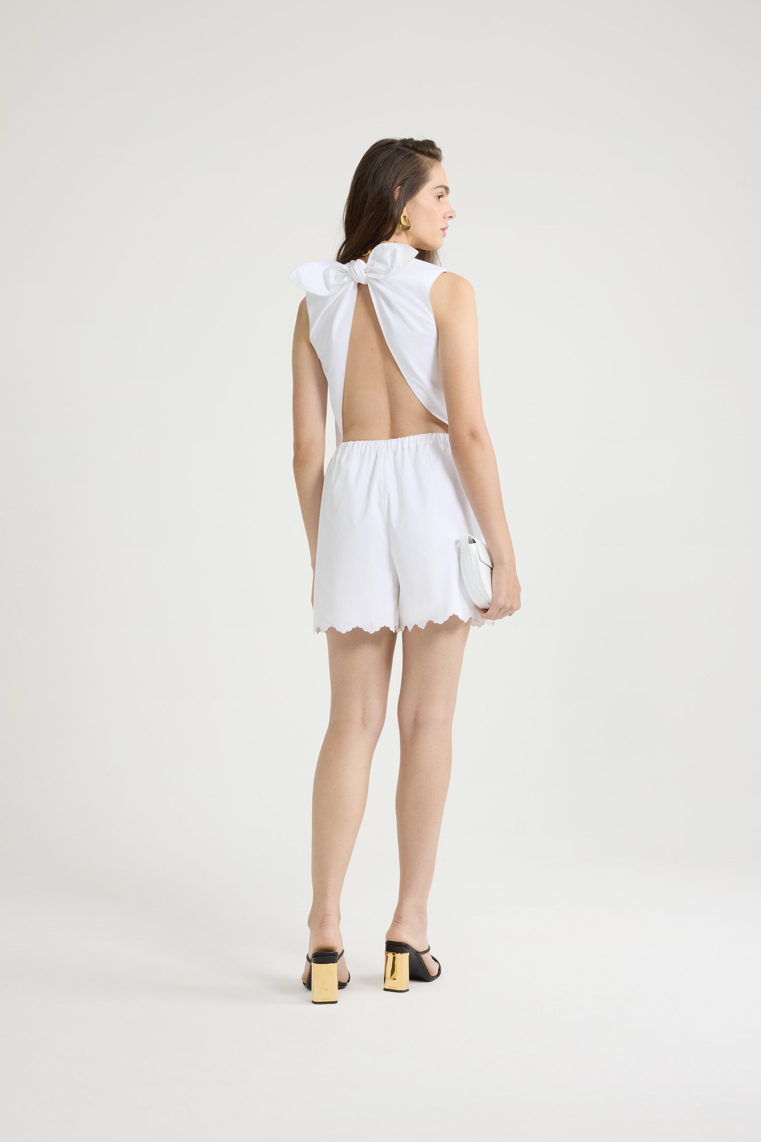 Patou P25JU0030017001W combishort coton blanc dos ouvert