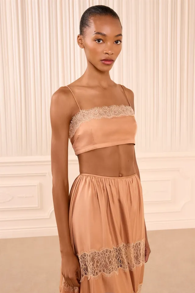 Ulla Johnson Leiko FA261801 bralette soie Macaroon dentelle