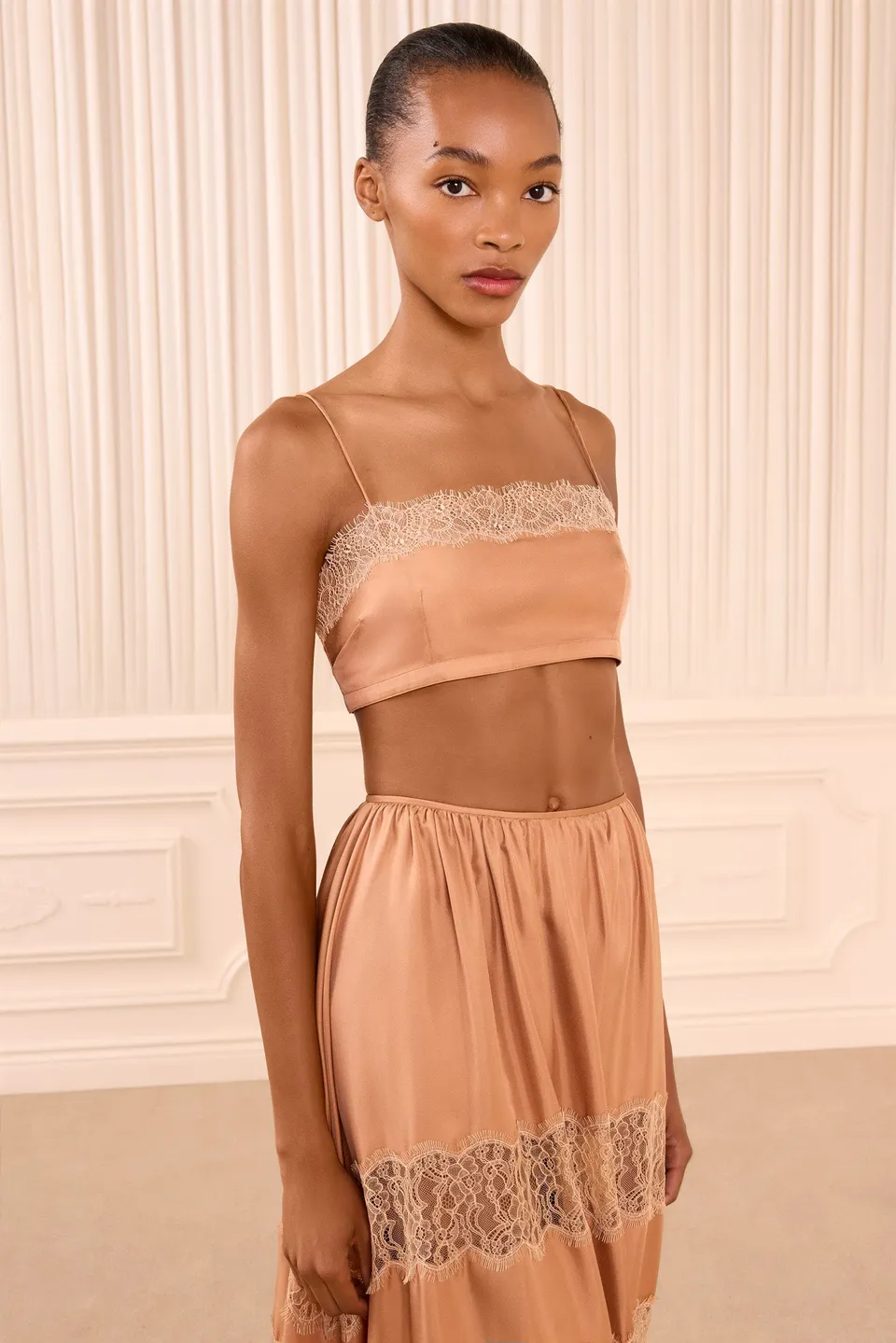 Ulla Johnson Leiko FA261801 bralette soie Macaroon dentelle