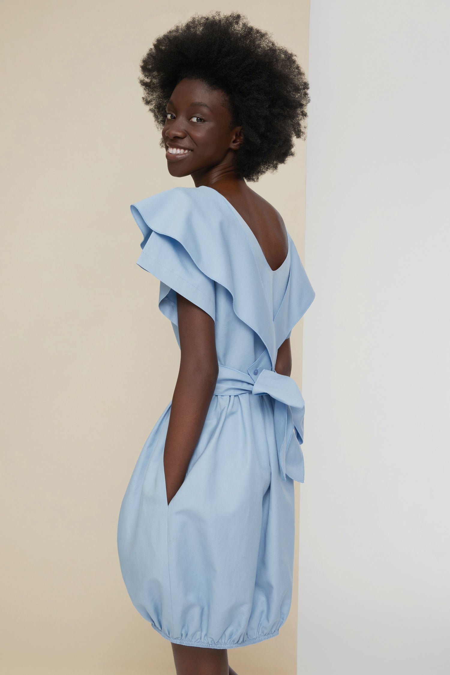 Patou E20DR0540044603B robe bubble blueberry coton 34-42