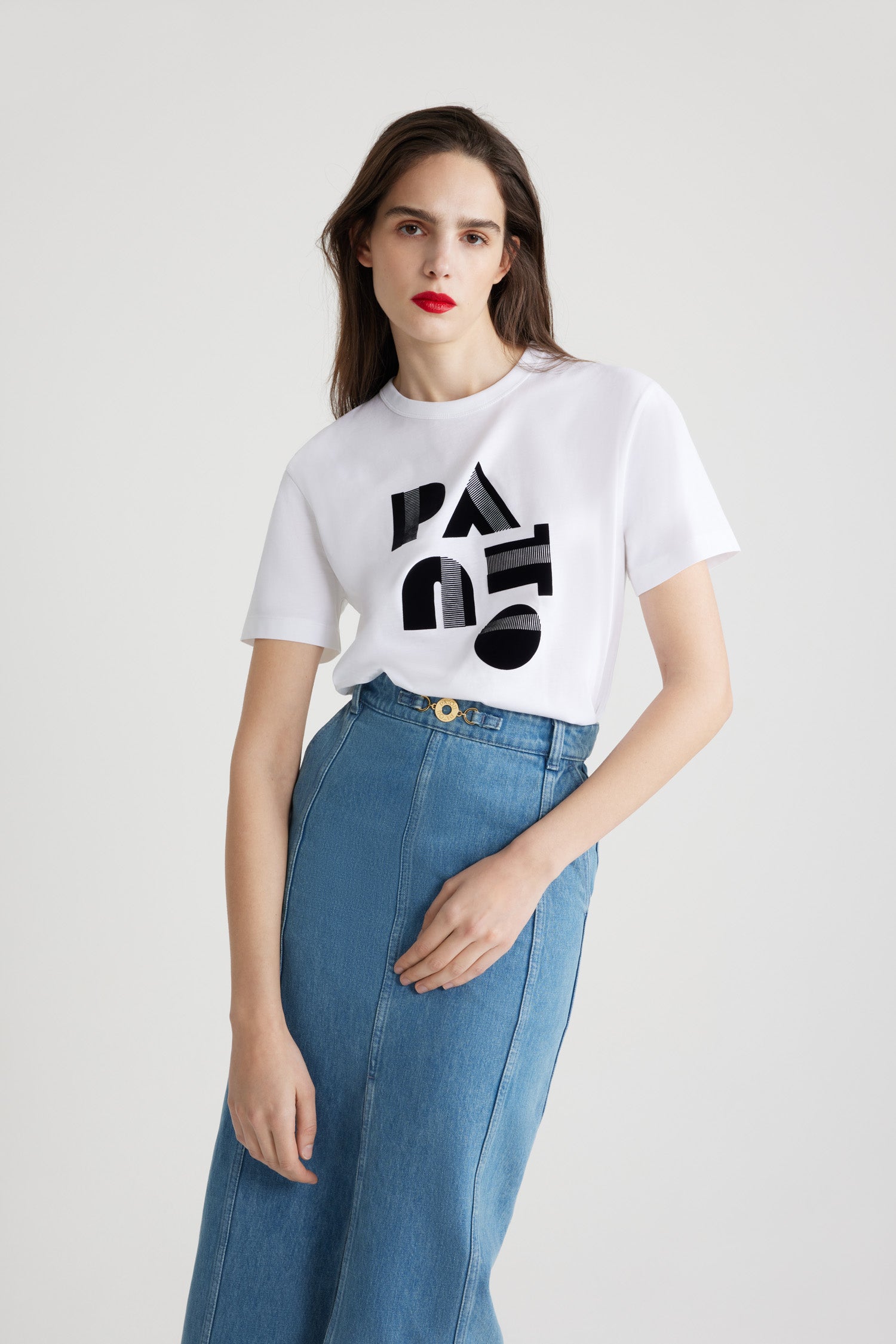 Patou T-Shirts t-shirt JE119 Art Deco blanc coton bio