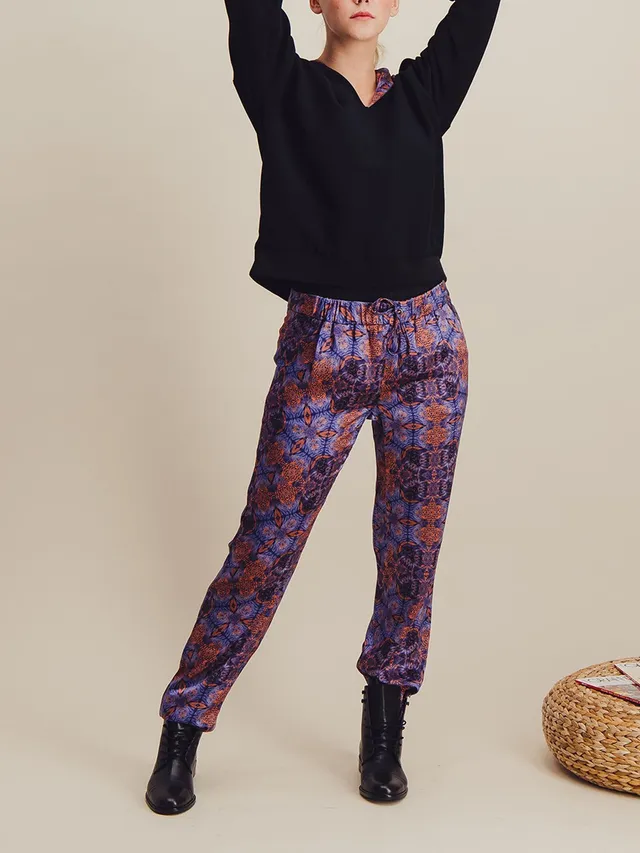 Anahide Saint André Sirius pantalon jogging soie bleu orange