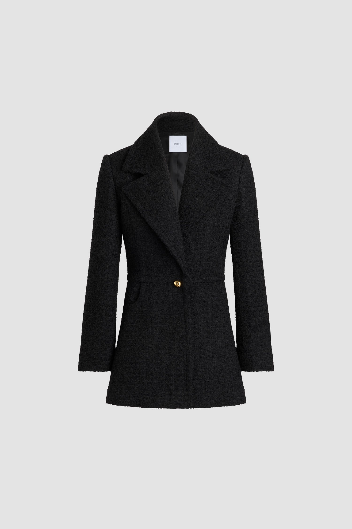 Patou JA056 veste tweed laine noire longue