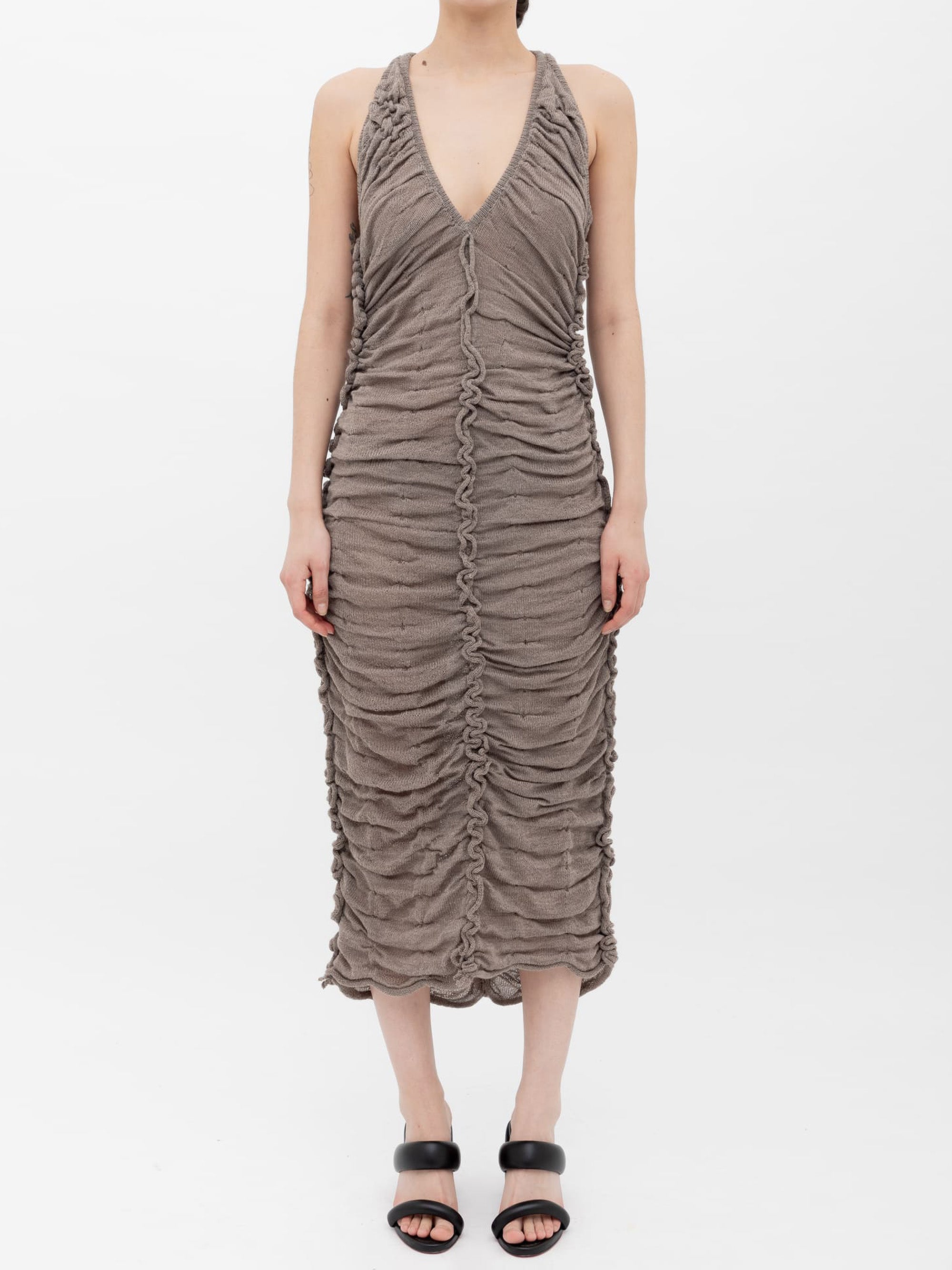 Ester Manas Ruched Wool Knit robe maille laine mérinos