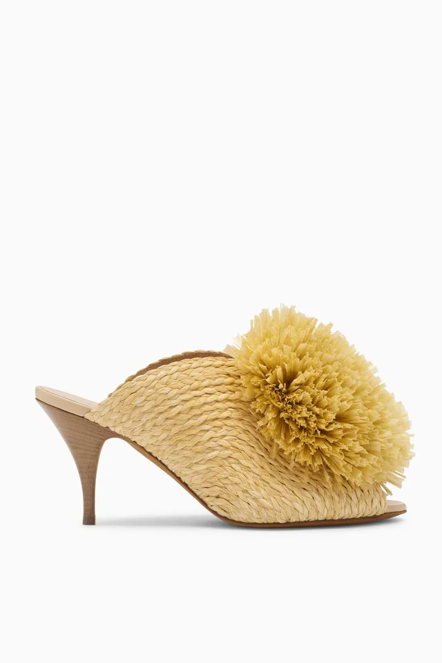 Ulla Johnson Raffia Mule Sand Raphia Franges Talon 75mm