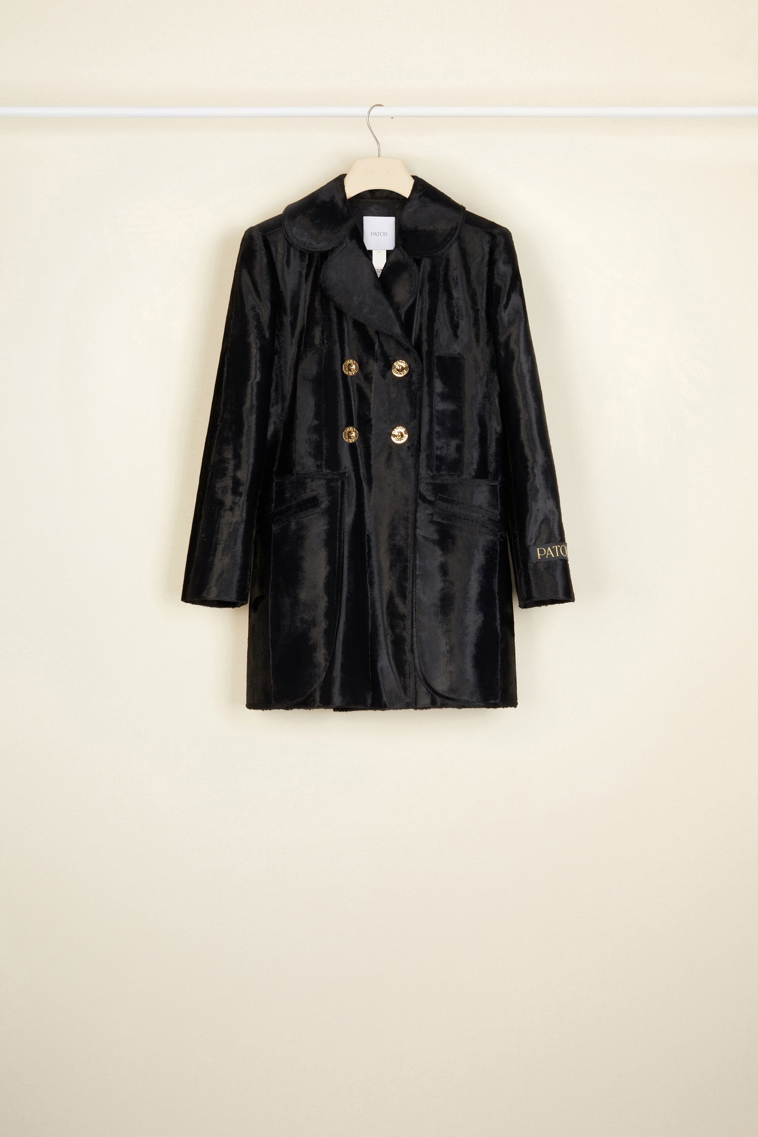 Patou H21JA0120069999B veste noire façon ponyskin