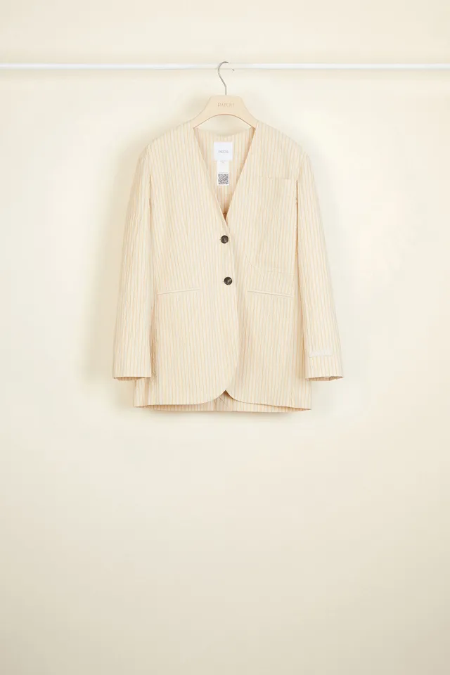Patou JA008 veste seersucker miel sans col oversize