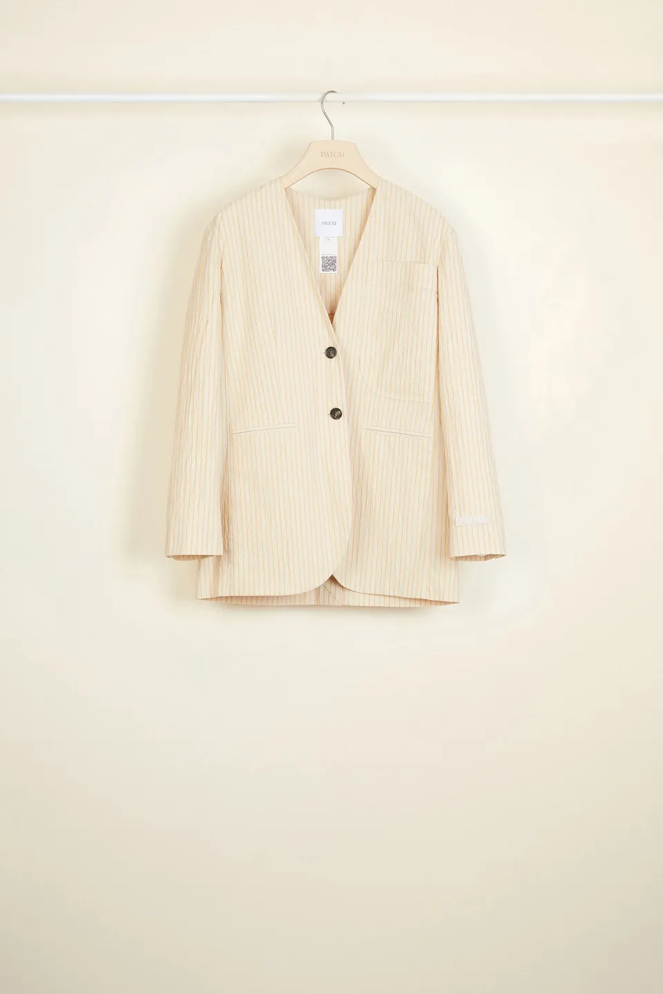 Patou JA008 veste seersucker miel sans col oversize