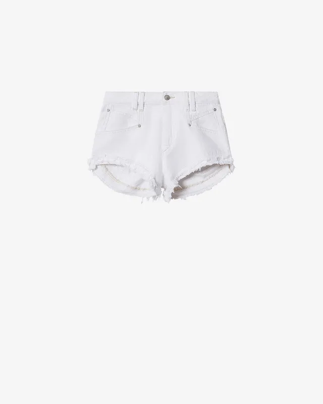 Isabel Marant Eneidala short denim blanc frangé