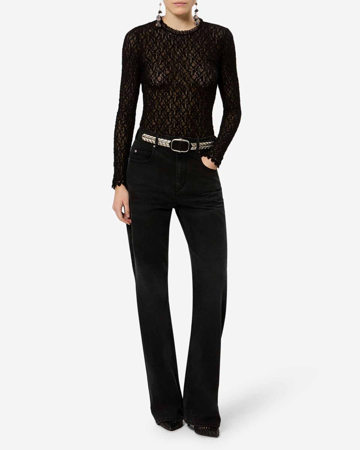 Isabel Marant Brany top noir dentelle stretch