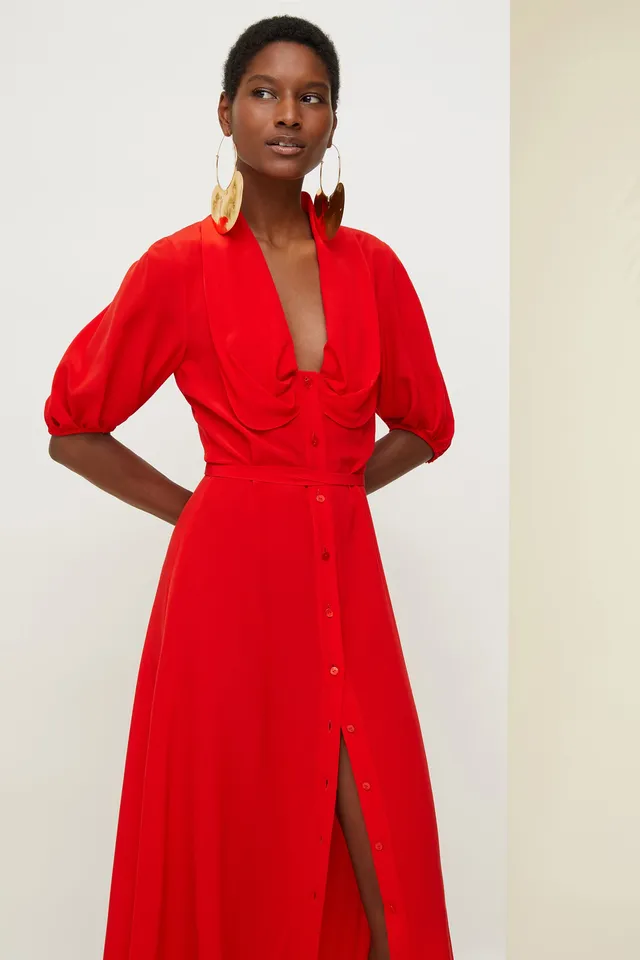 Patou P20DR0350013302R robe chemise soie poppy ceinturée 34