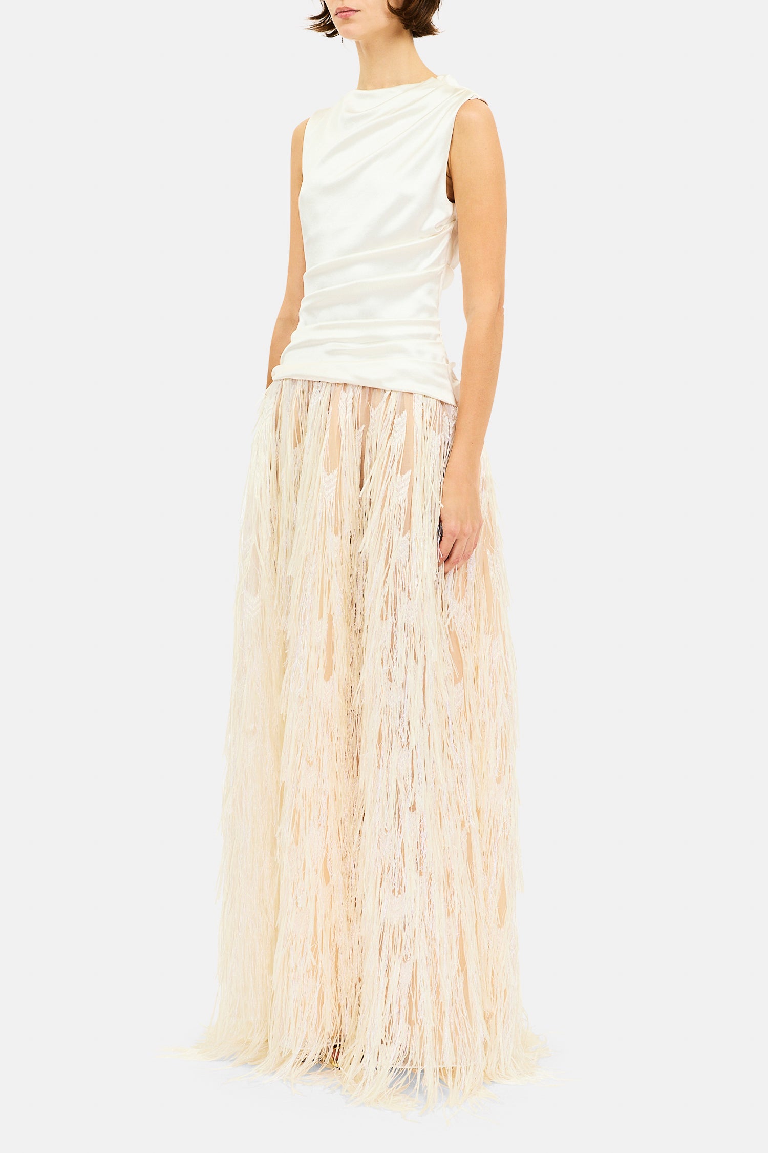 Ulla Johnson Giselle robe longue ecru franges