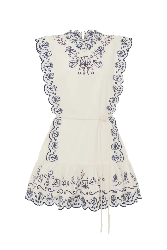 Alemäis Leela robe mini coton broderie sans manches