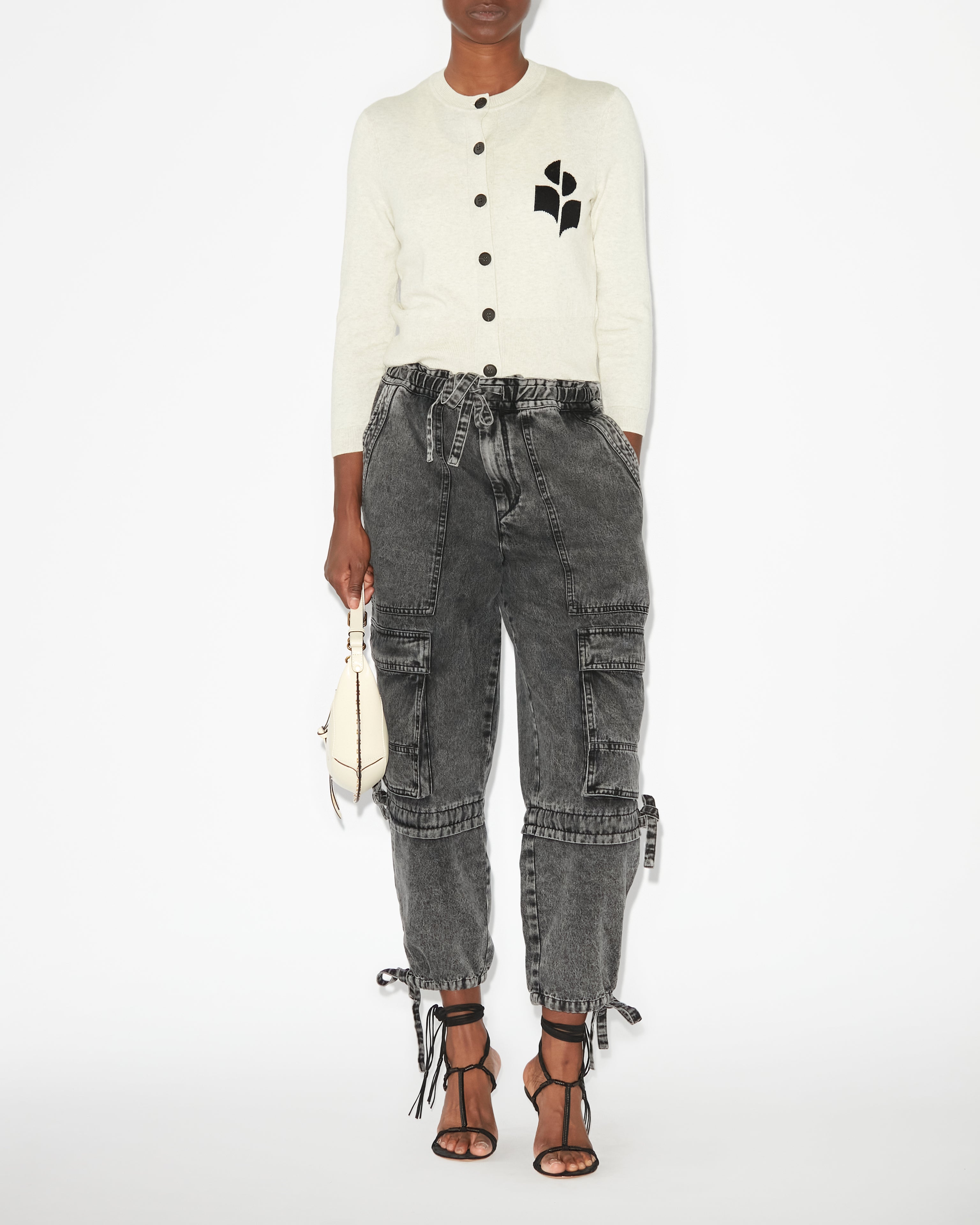 Isabel Marant Newton cardigan coton gris clair boutonné