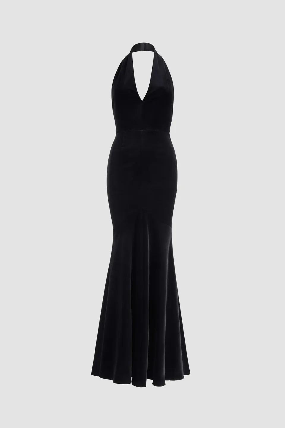 Patou DR159 robe velours coton bio noire dos nu longue