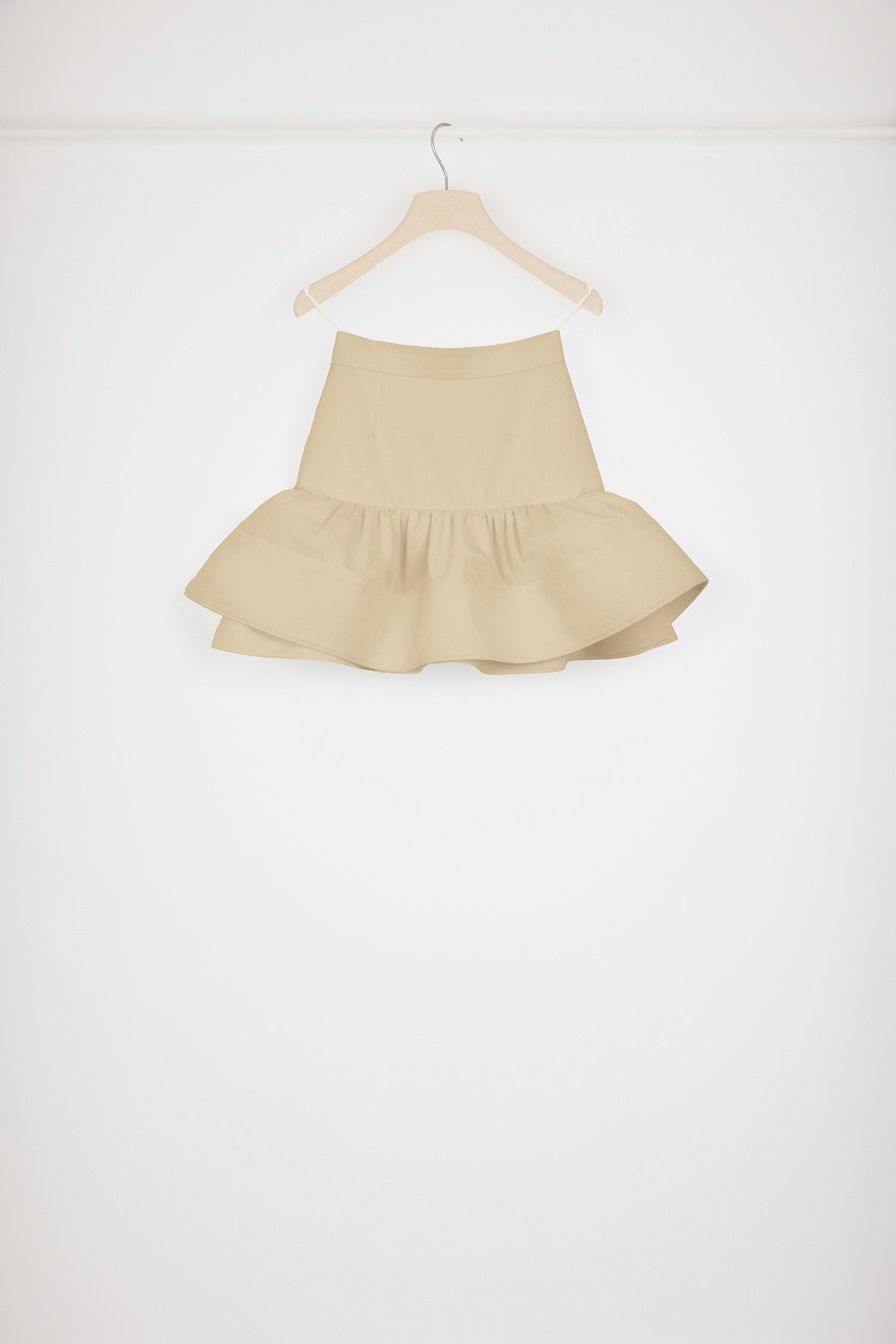 Patou P24SK0600074113B mini jupe gabardine beige volant