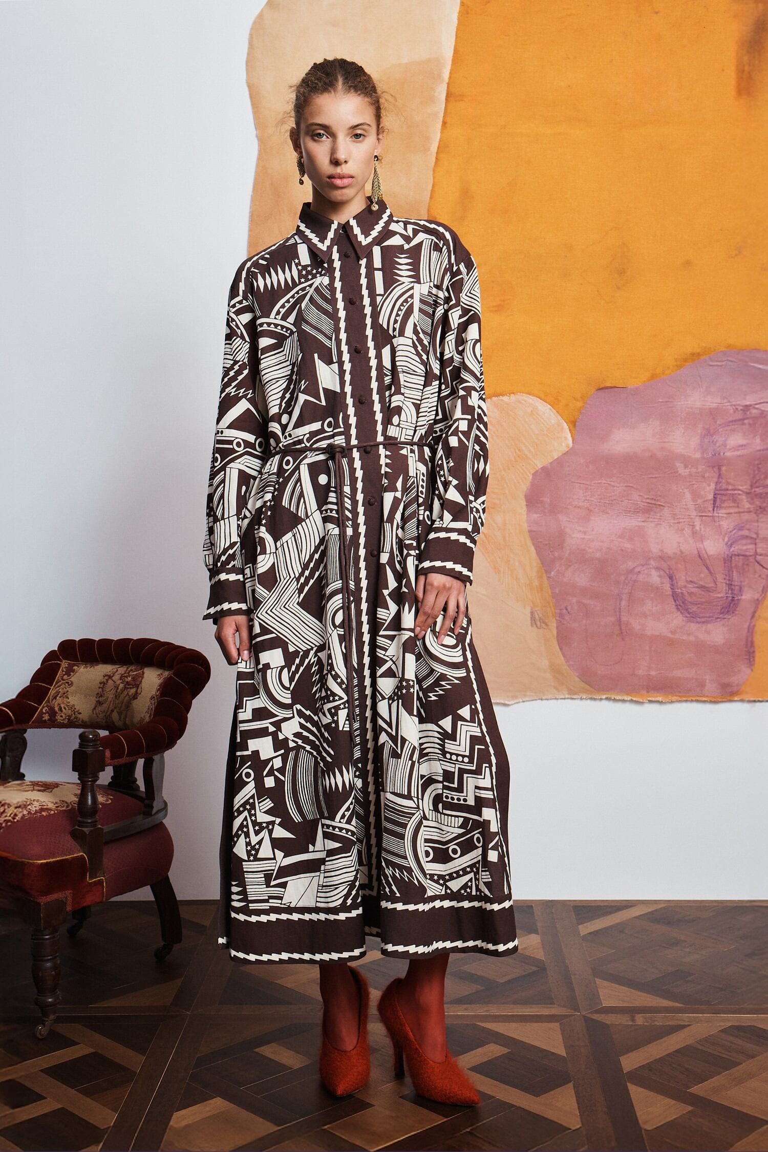 Alemäis Lori Shirtdress robe chemise midi imprimée
