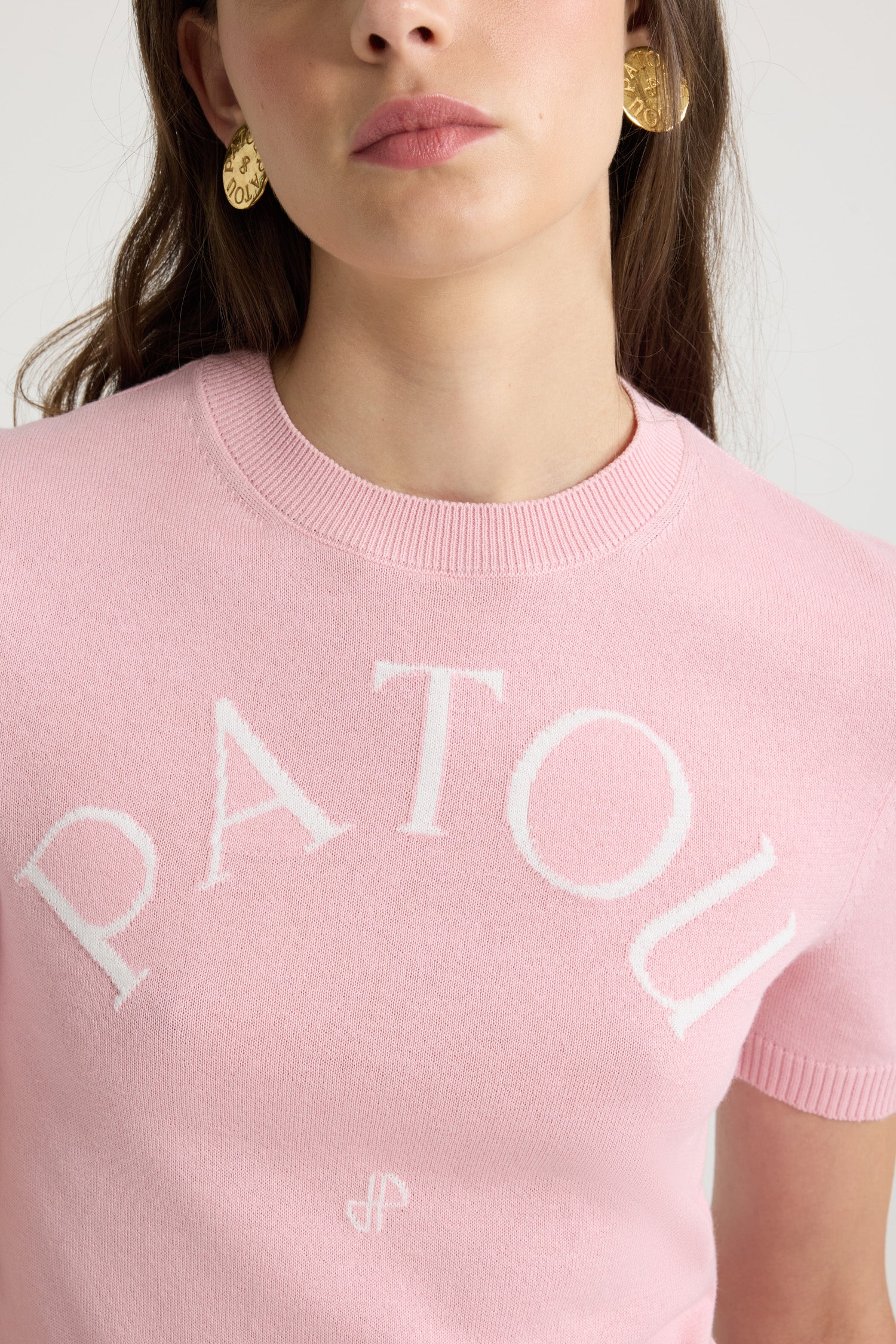 Patou Knitwear KN068 top coton rose Primrose Pink