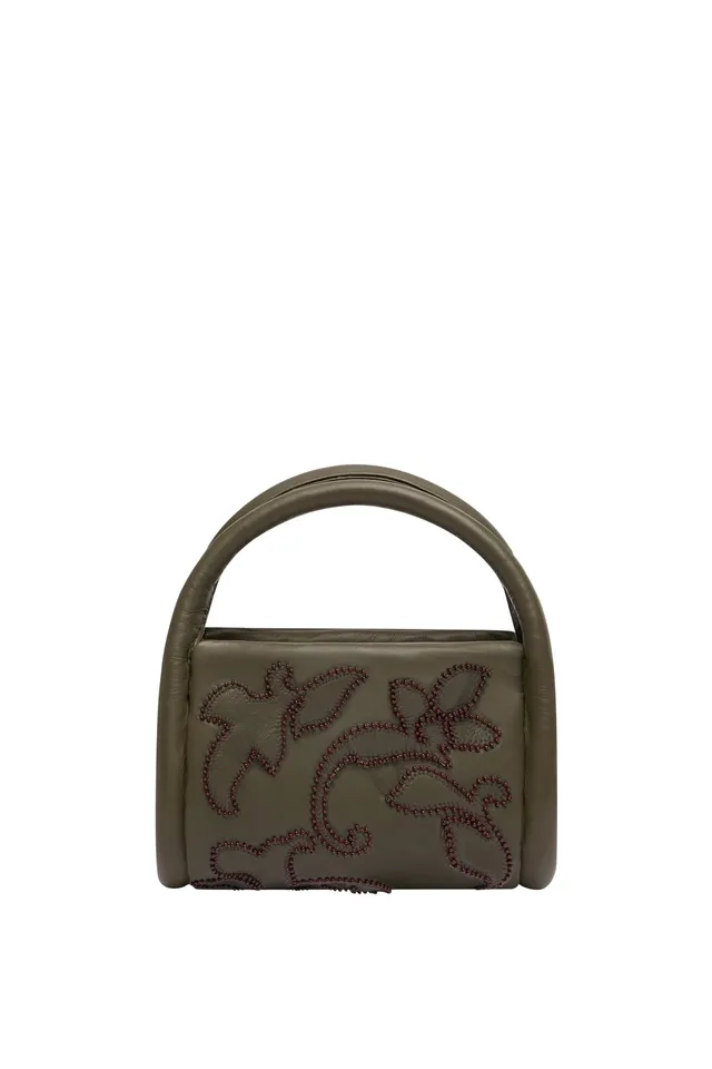 Alemais Duke sac cuir olive appliqué perles taille OS