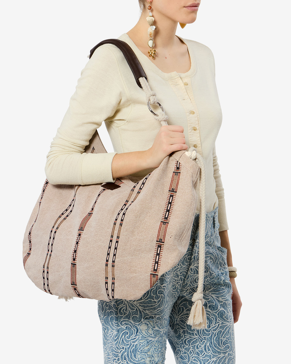Isabel Marant Byron cabas toile écru bandoulière tote