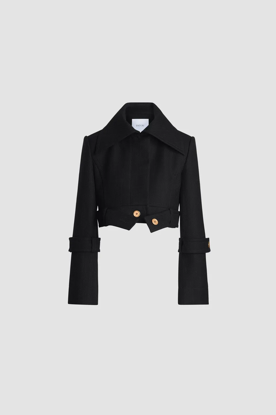 Patou JA060 veste courte noire laine ceinturée 34-44