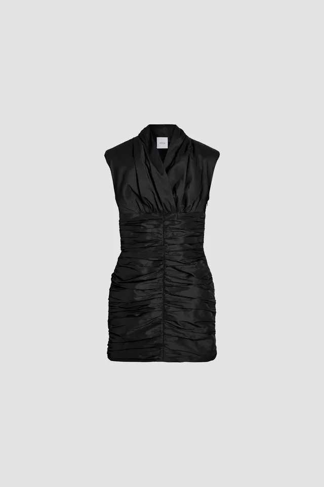 Patou DR148 robe mini dos ouvert noire faille recyclée