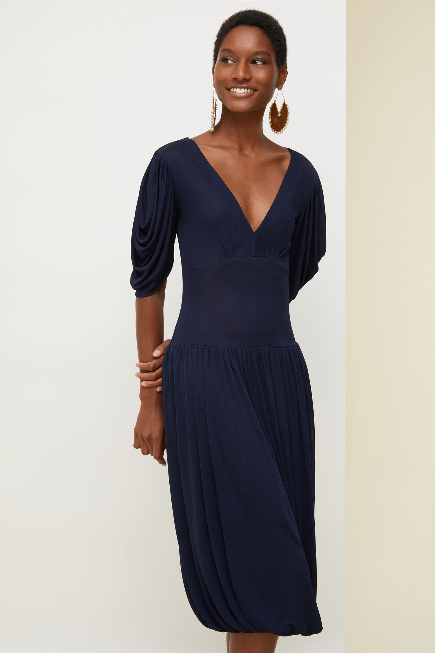 Patou DR032 robe midi bubble bleu saphir
