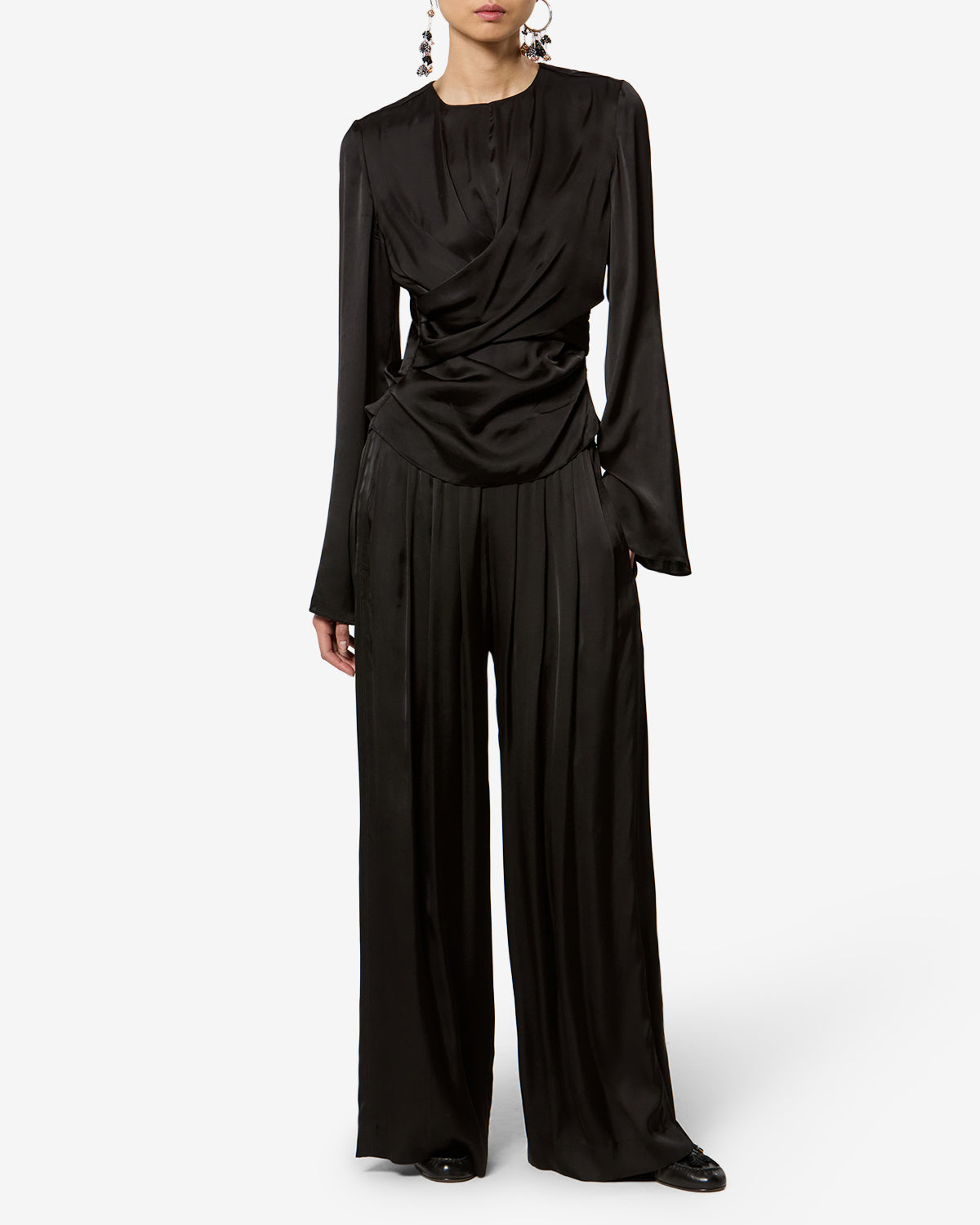 Isabel Marant Nolia PA0716FA pantalon satin noir