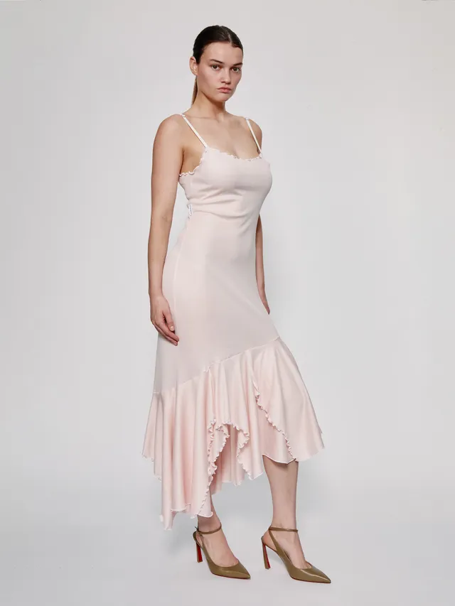 Ester Manas Easy Dress robe longue rose clair bretelles coton