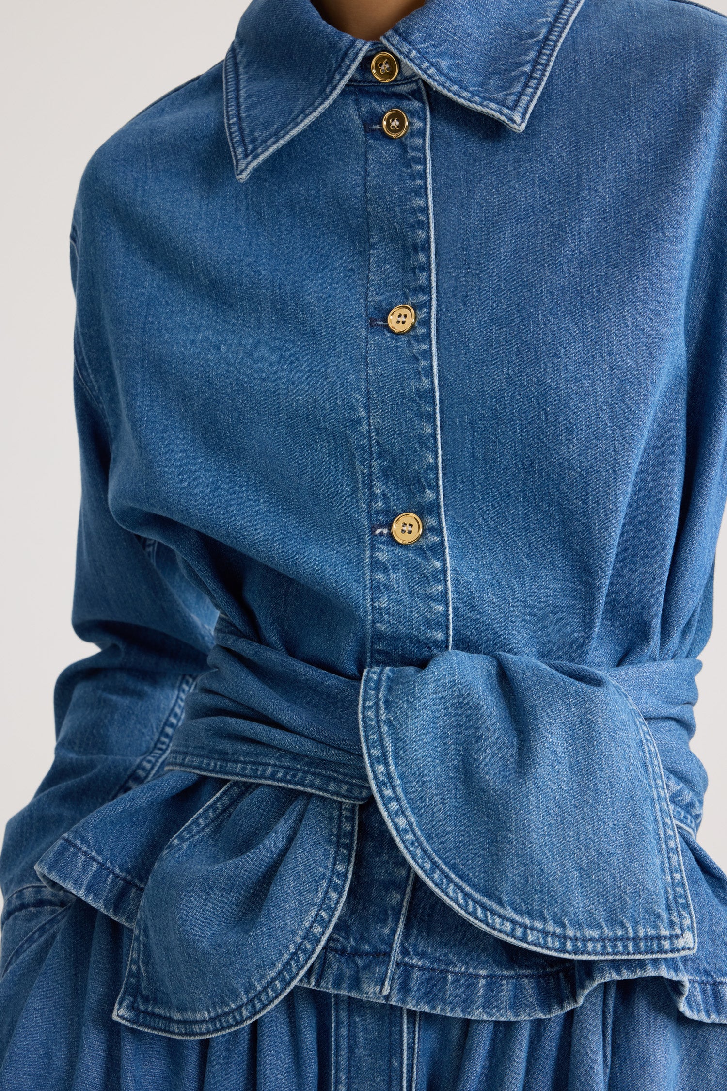 Patou chemise nouée BL062 coton denim Heritage Blue