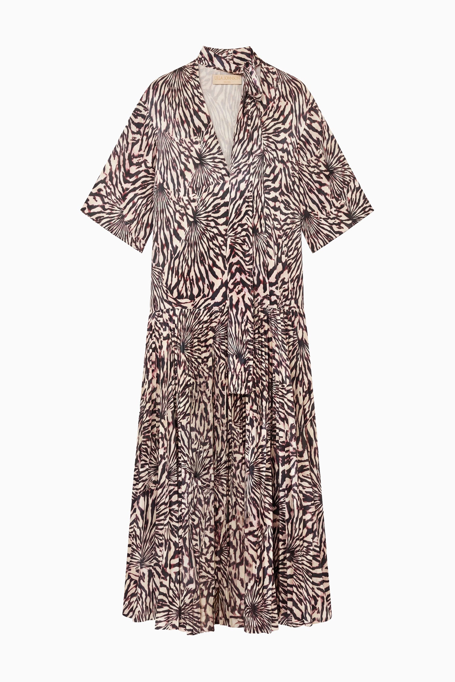 Ulla Johnson Linya Robe Midi Satin Rhodonite à Lien