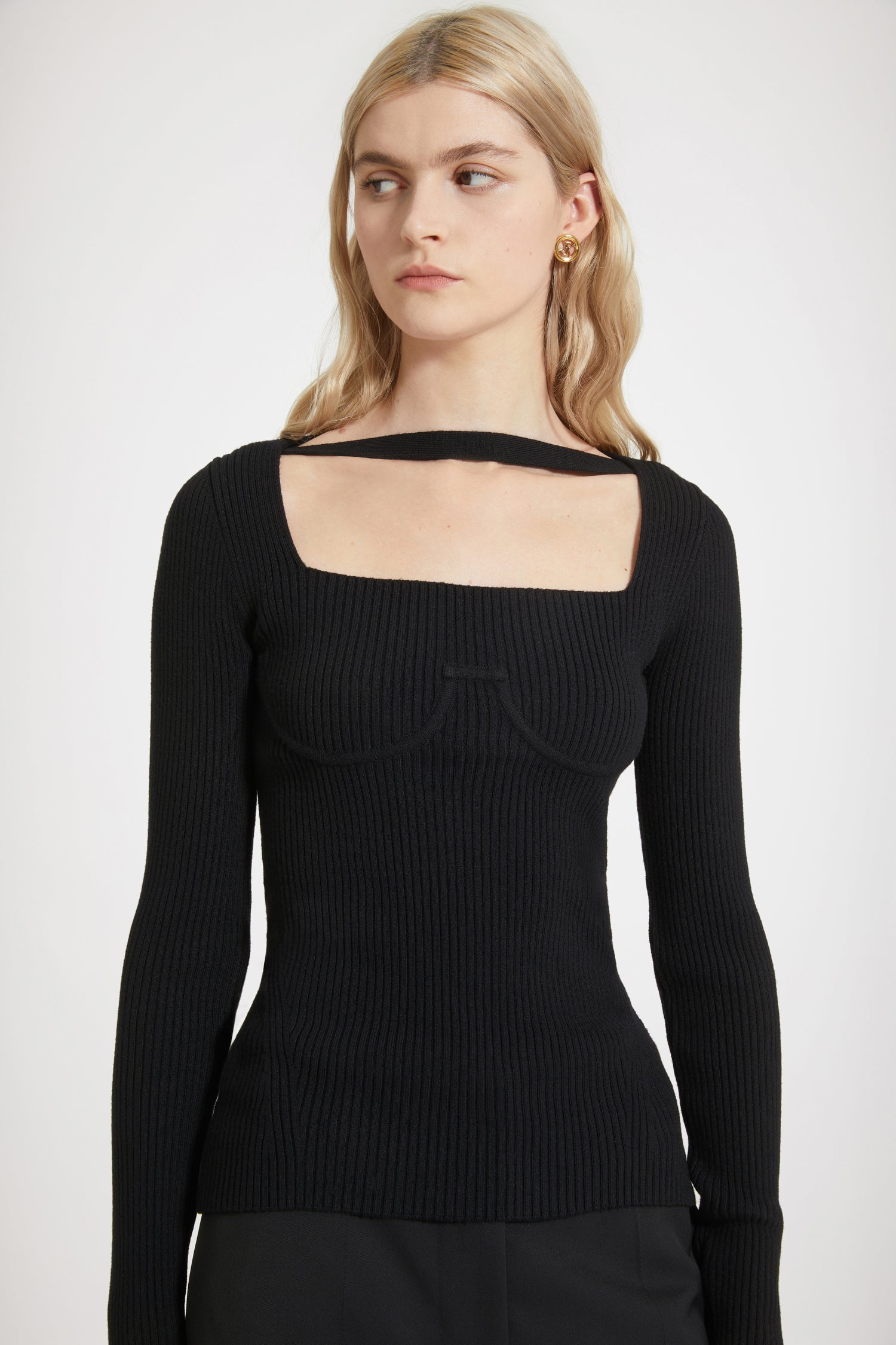 Patou Knitwear H23KN1438040999B haut corset laine noir