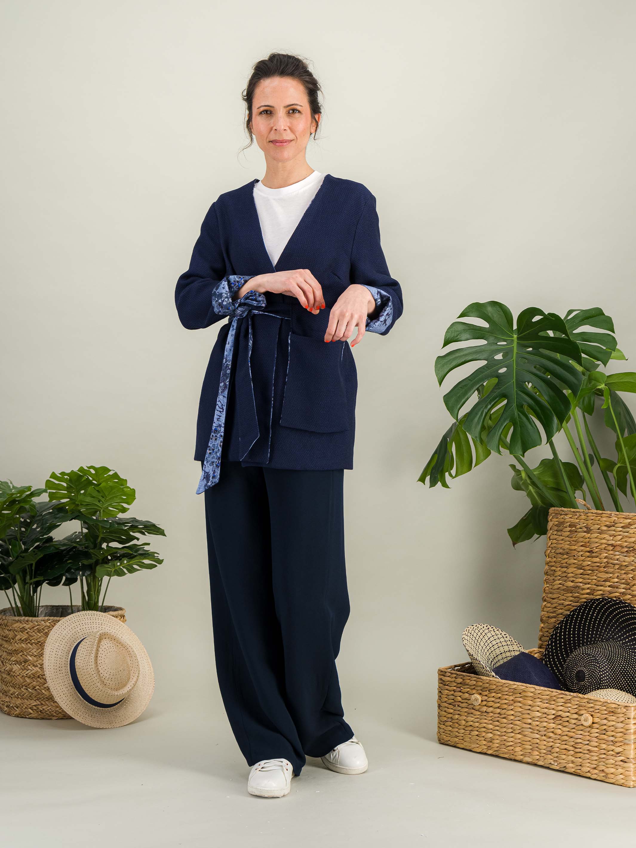 Anahide Saint André Hana veste kimono réversible laine S