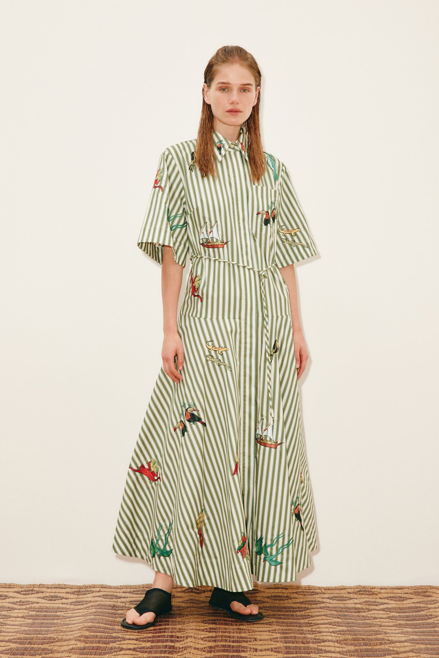 Alemais Bisou Embroidered Shirtdress robe chemise coton bio