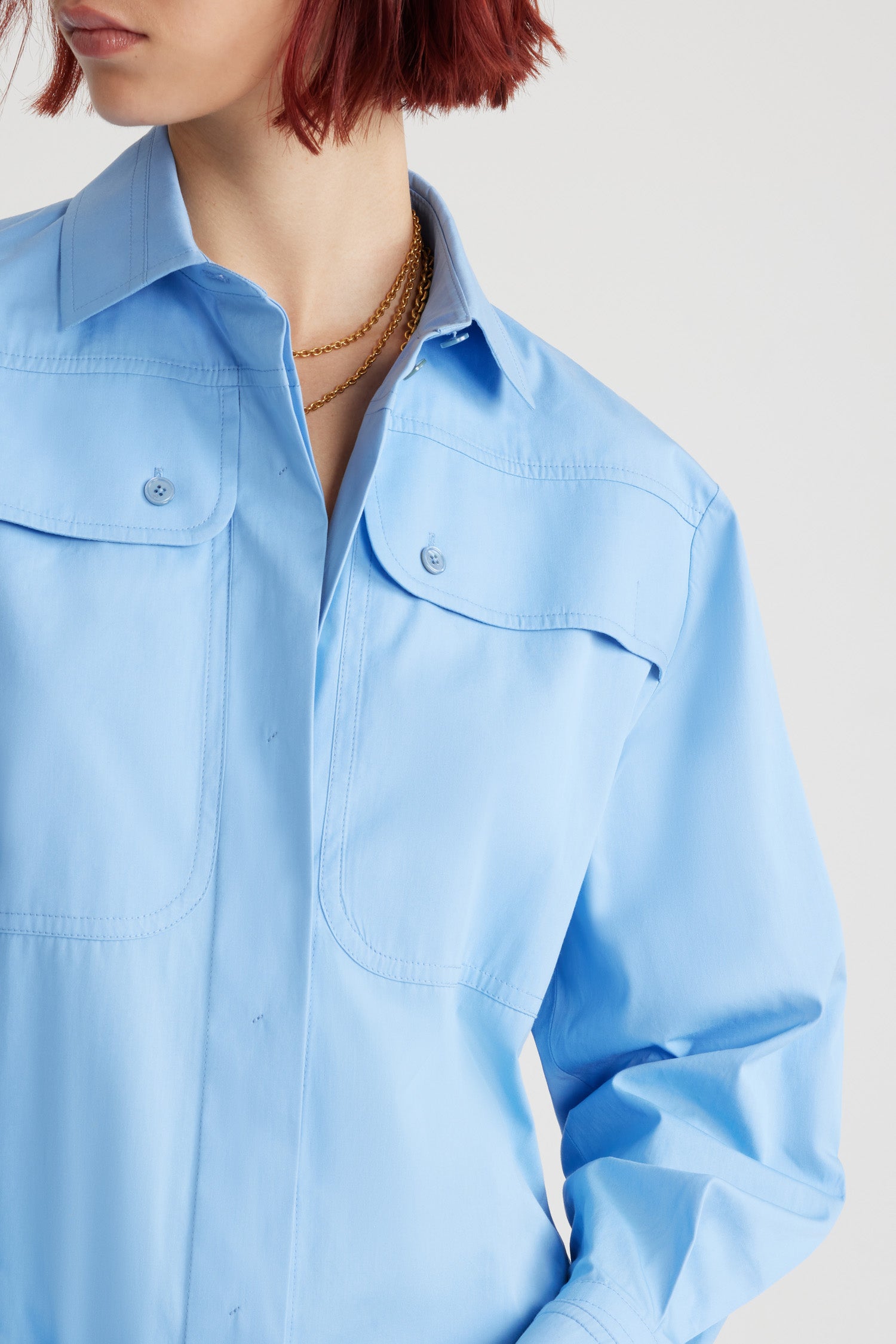Patou Safari H24BL035 chemise coton bio bleu Airy Blue