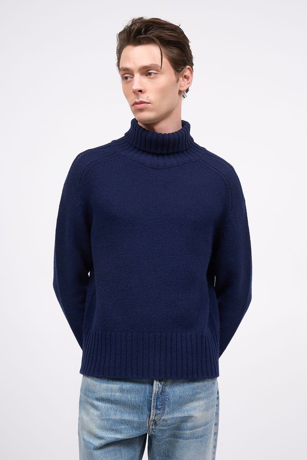 PAUL & JOE Anatole pull col roulé laine bleu nuit 100% laine