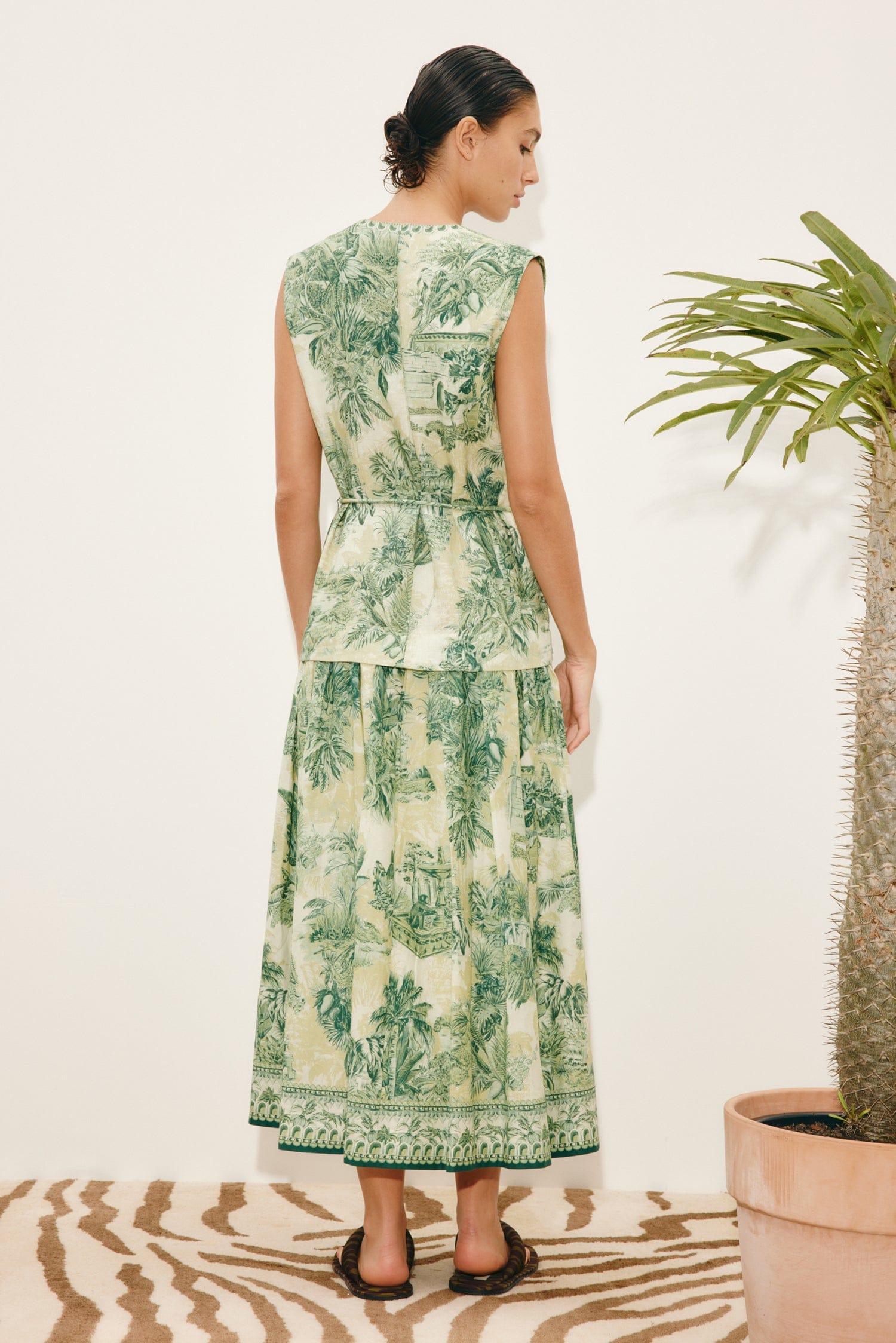 Alemäis Sara robe midi coton soie imprimé jungle