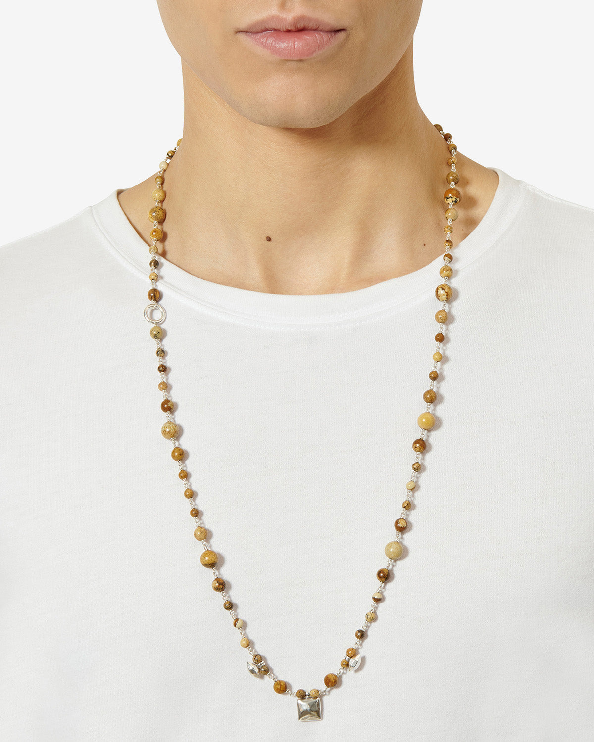 Isabel Marant Jack sautoir jaspe naturel argenté