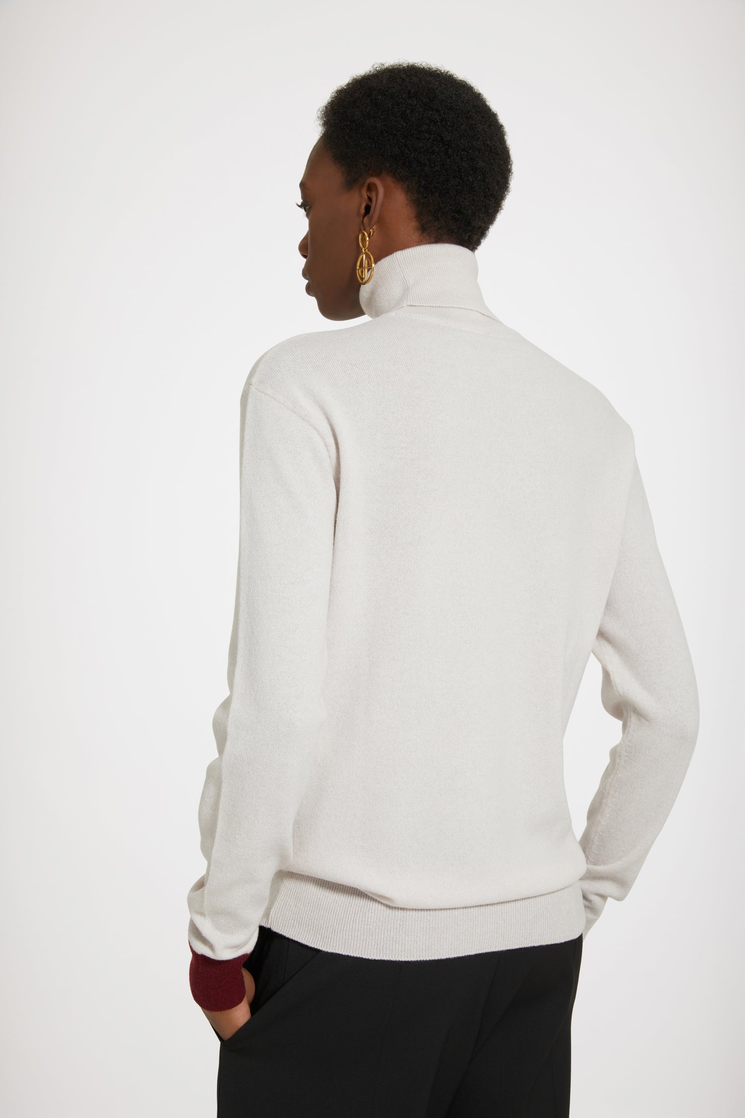 Patou KN133 pull col roulé laine Avalanche blanc