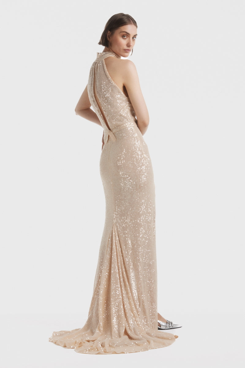 ATU Sequins Nude Sequin Gown robe S