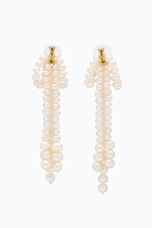 Ulla Johnson Pearl Bow boucles oreilles perles noeud