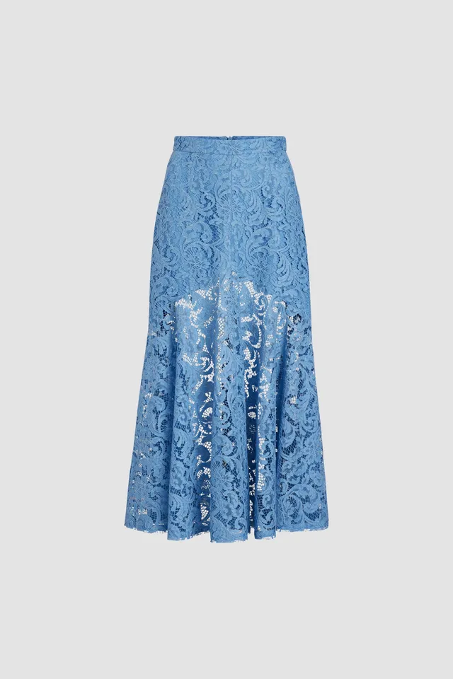 Patou H24SK0690194636B jupe midi dentelle Airy Blue