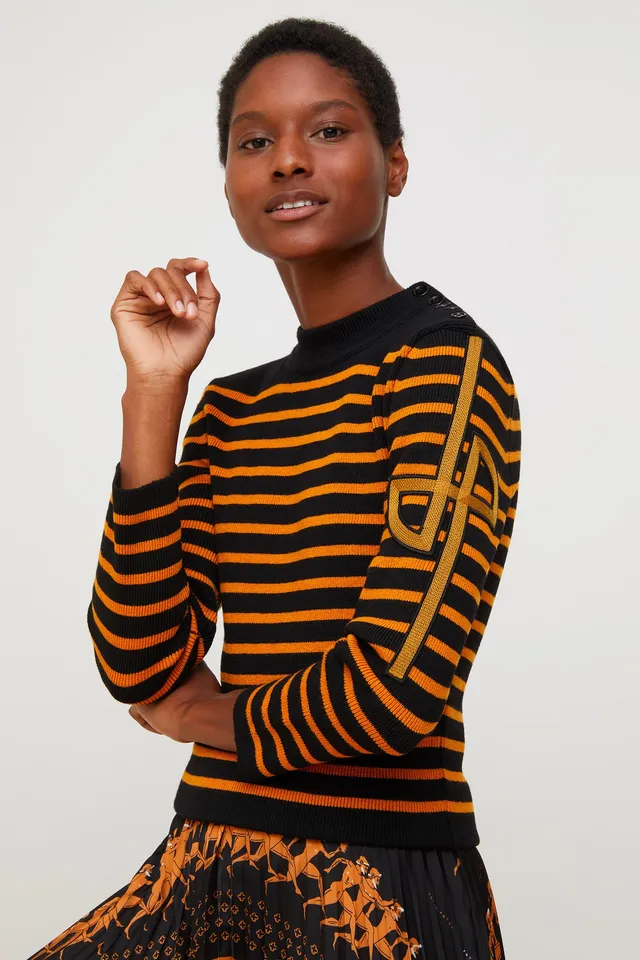Patou KN003 pull marinière laine noir sienne XS-XL