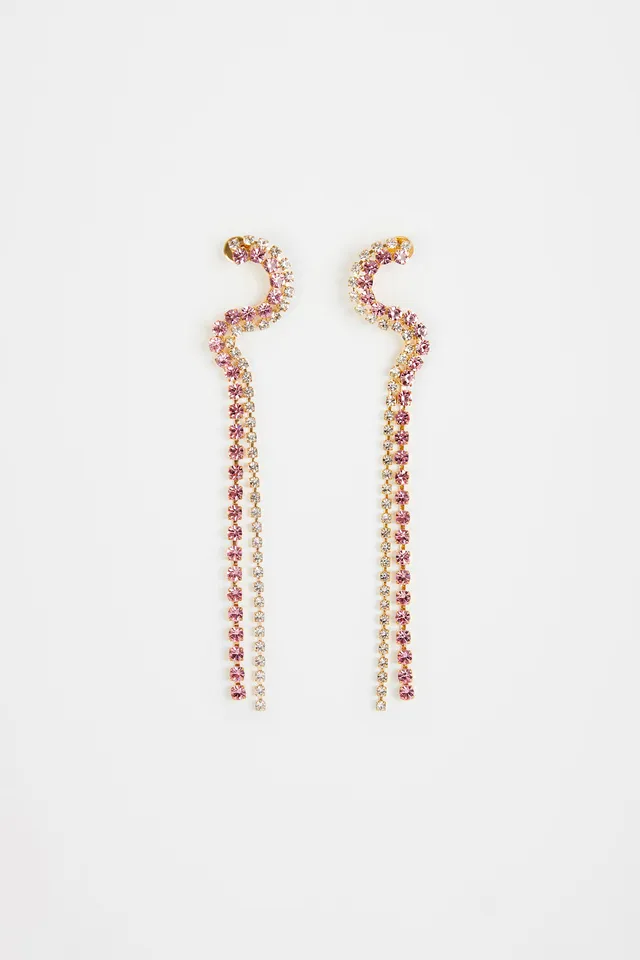 Patou Jewellery Waterfall boucles d'oreilles cristal rose doré TU