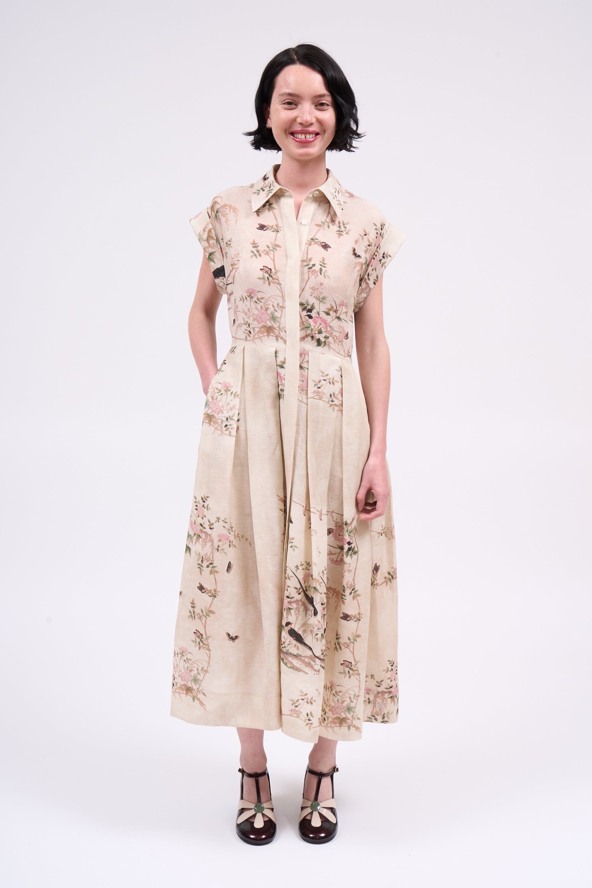 Paul & Joe Hanae robe chemisier lin soie beige 36
