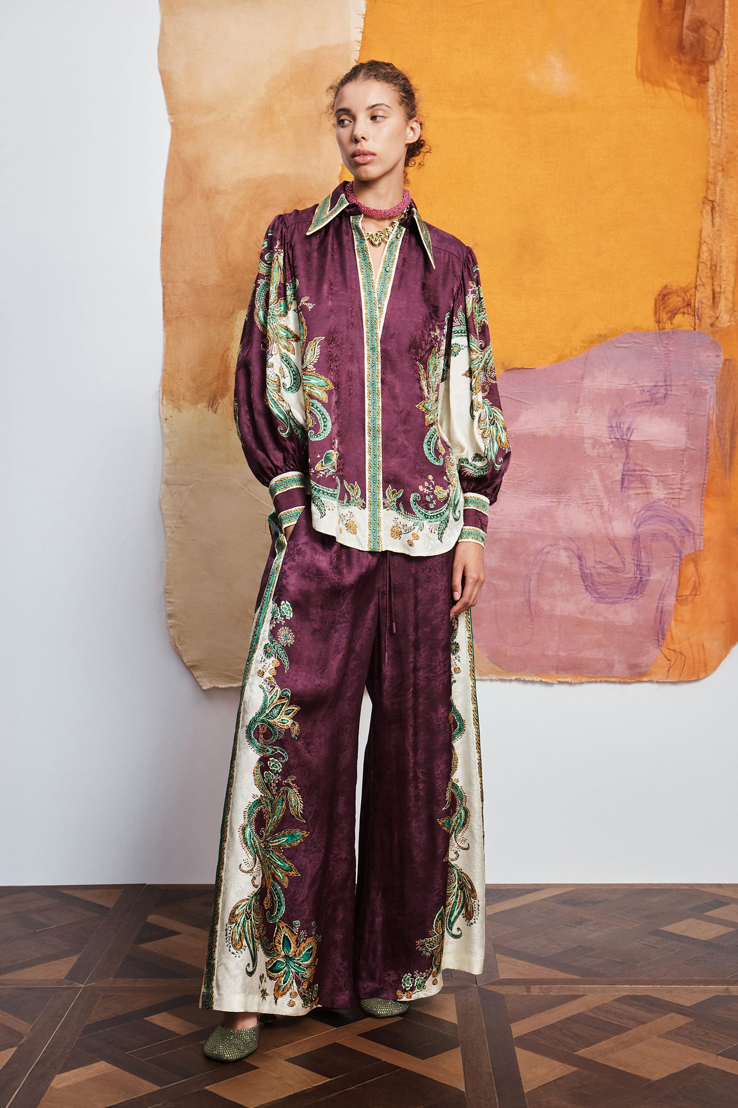 Alemäis Ruthie pantalon large soie viscose paisley