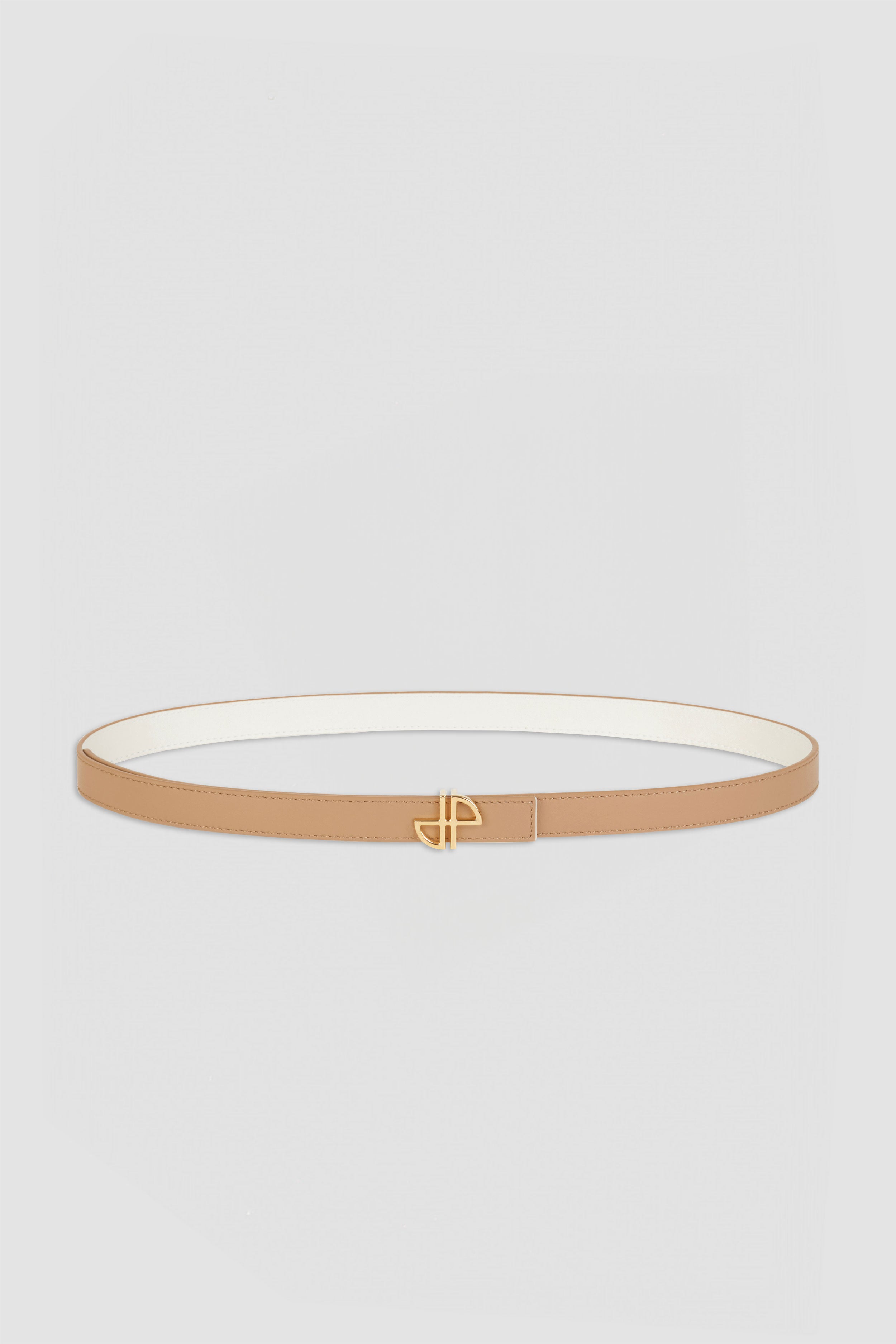 Patou P24BE0025021113B Ceinture fine beige cuir boucle JP