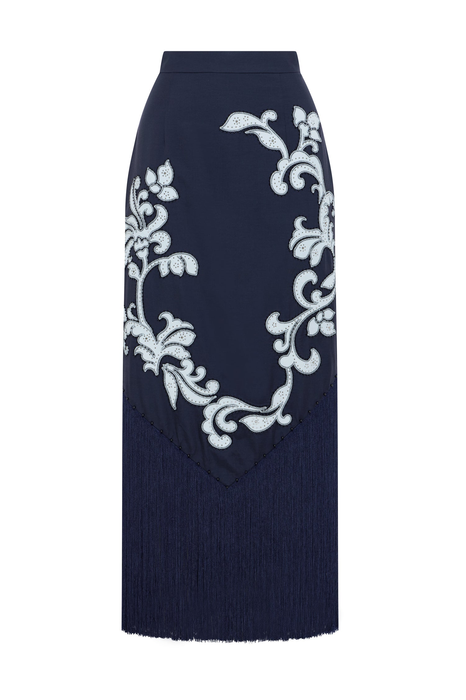 Alemaïs Dillon Applique jupe midi à franges