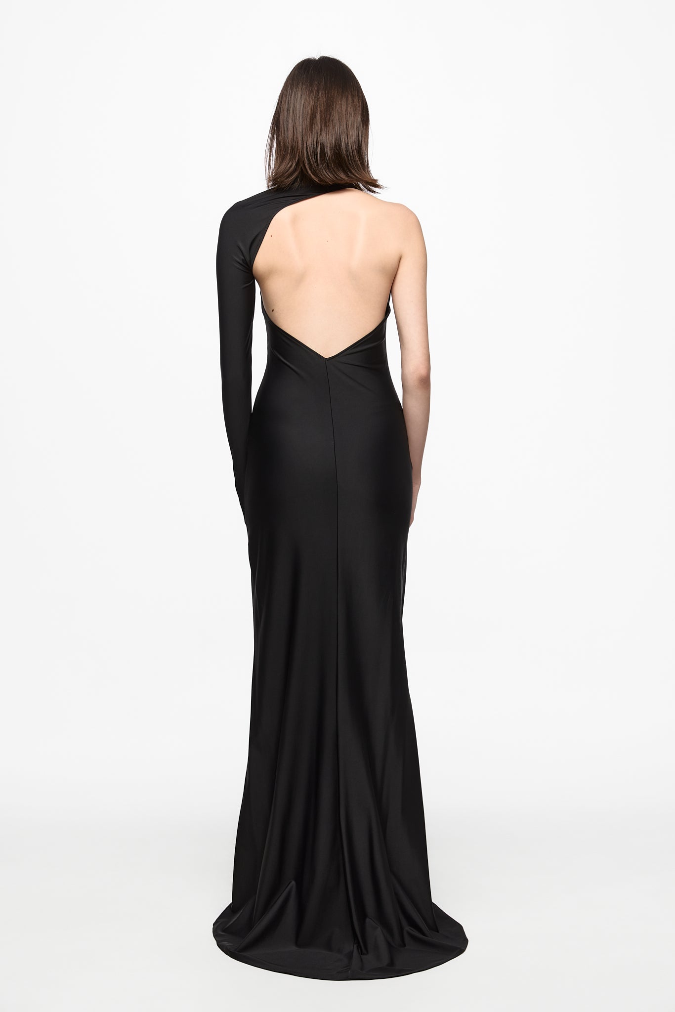 ATU Body Couture robe longue noire une épaule taille S stretch