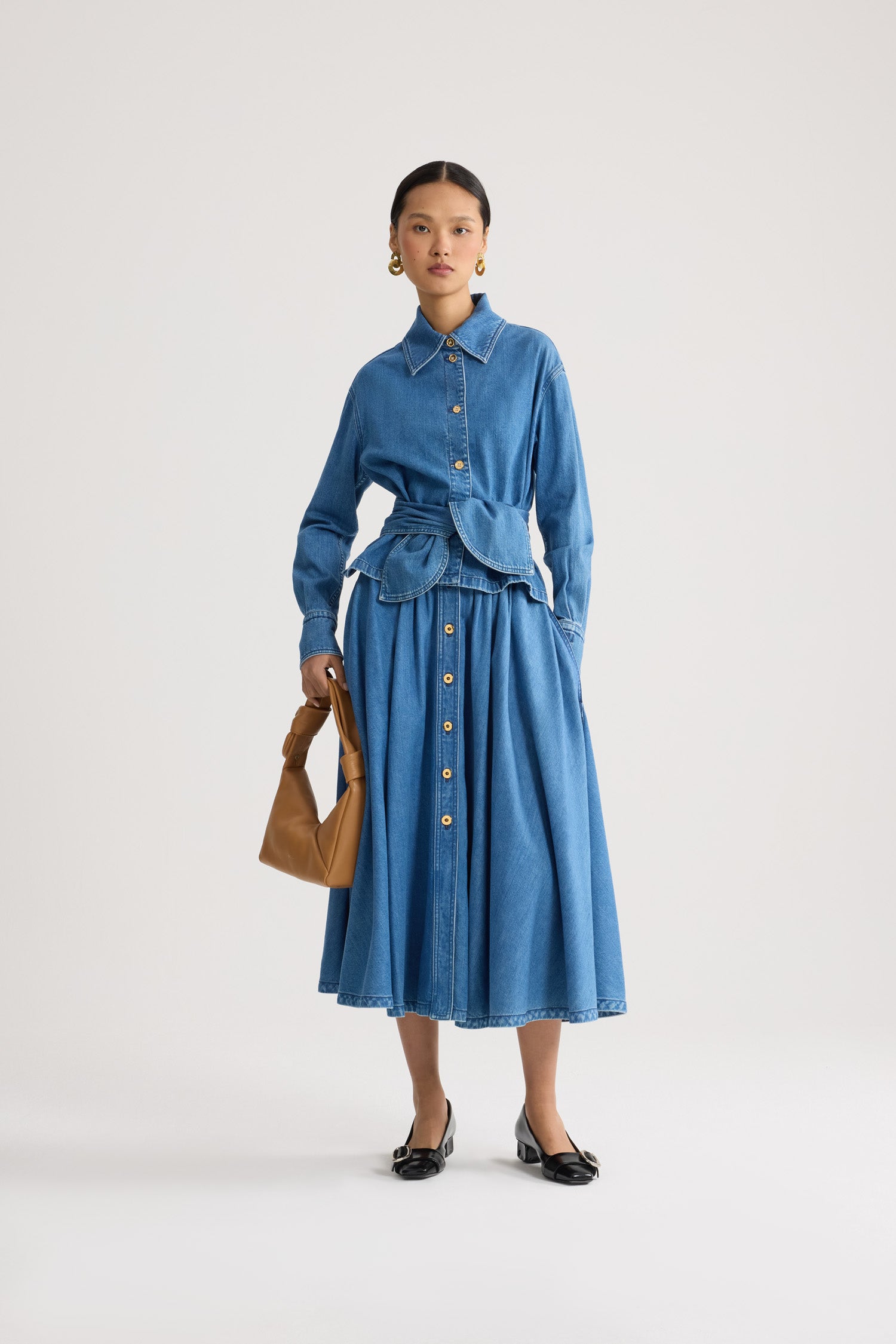 Patou chemise nouée BL062 coton denim Heritage Blue